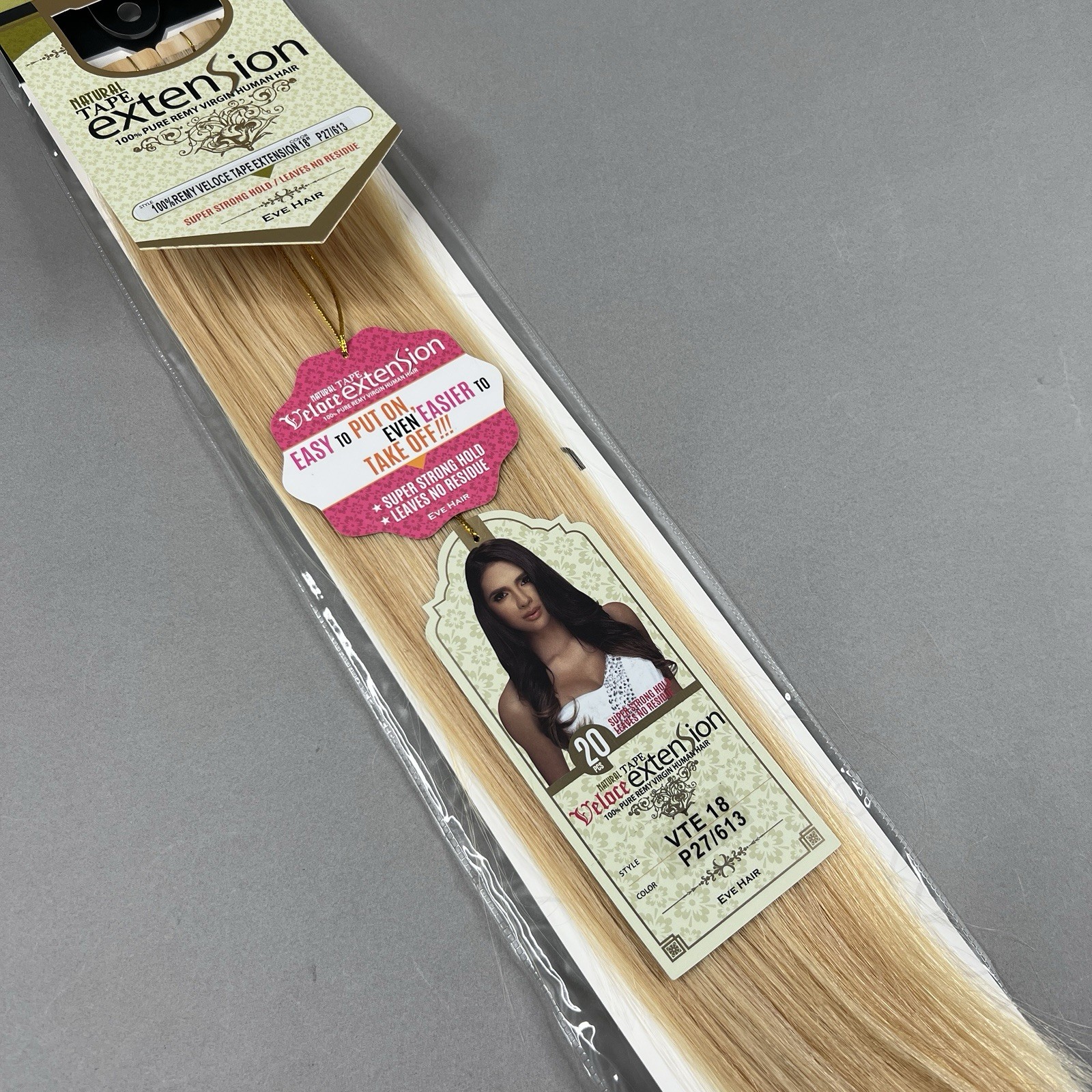18″ Veloce Tape-In Extensions 27/613 Light Blonde Mix 20pc 100% Remy Human Hair