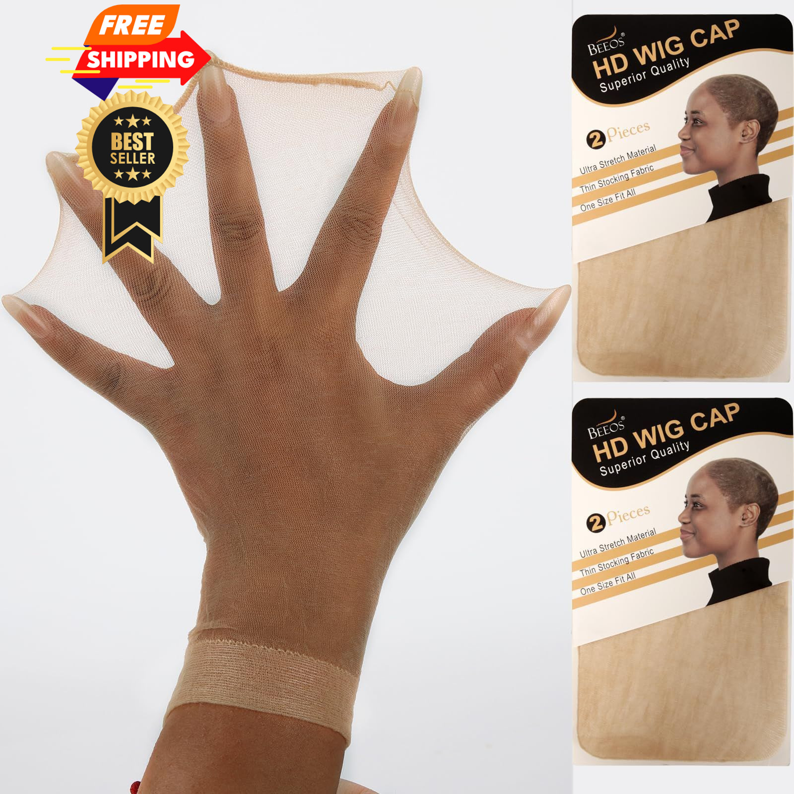 BEEOS Skinlike HD Wig Cap, 4 Pieces Invisible and Sheer 4 Pieces, Cap