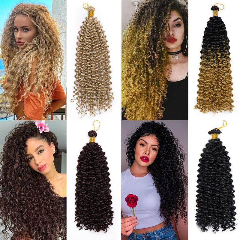 Women Deep Water Wave Crochet Braids Twist Hair Extension Afro Curly Kinky Hair