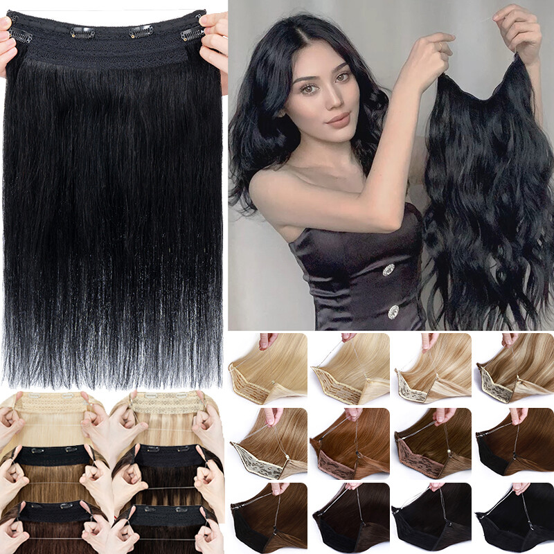 100% Remy Human Wire/Clip in Hair Extensions Hidden Ring One Piece Headband
