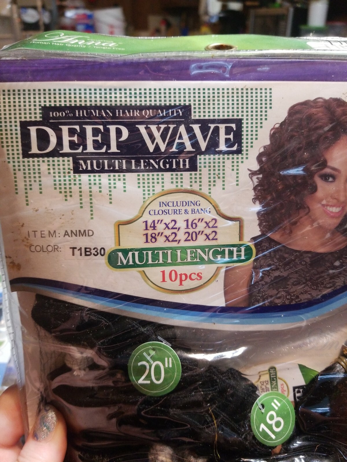 Deep Wave Mulit Length 10 Pc Set. W/ Closure And Bang. 14″ 16″ 18″ & 20″