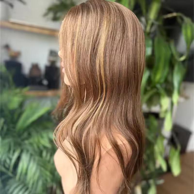 Honey Brown Blonde Highlight Wave Wig for Women 13×4 Lace Front Human Hair Wigs