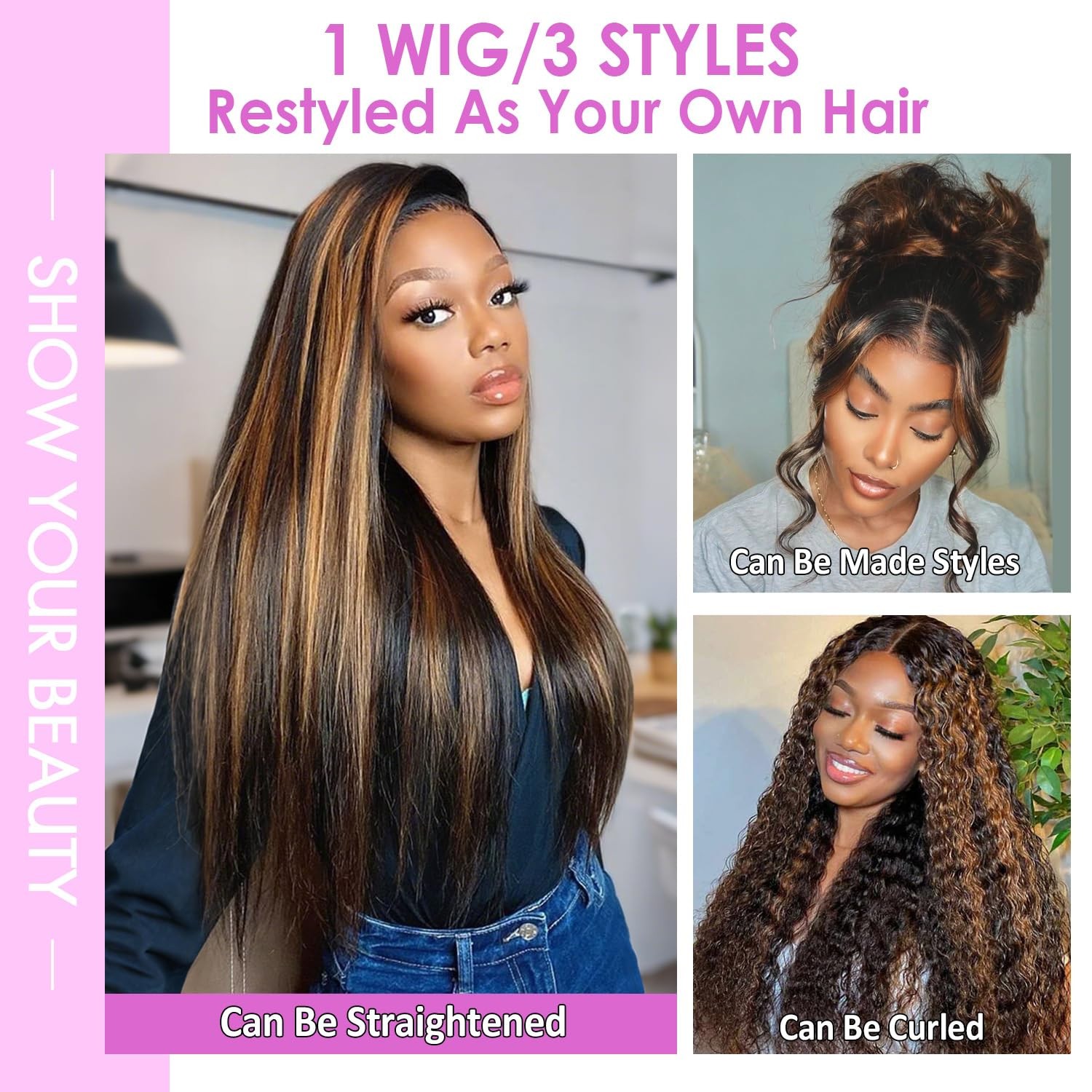 Transparent Lace Wigs 13×4 Ombre 1B/30 200% Density Body Wave Human Hair
