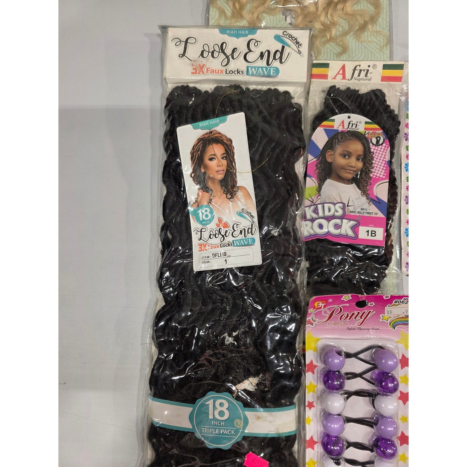 Lot of Crochet Hair Weave Bundles & Hair Accessories for Braiding Locs