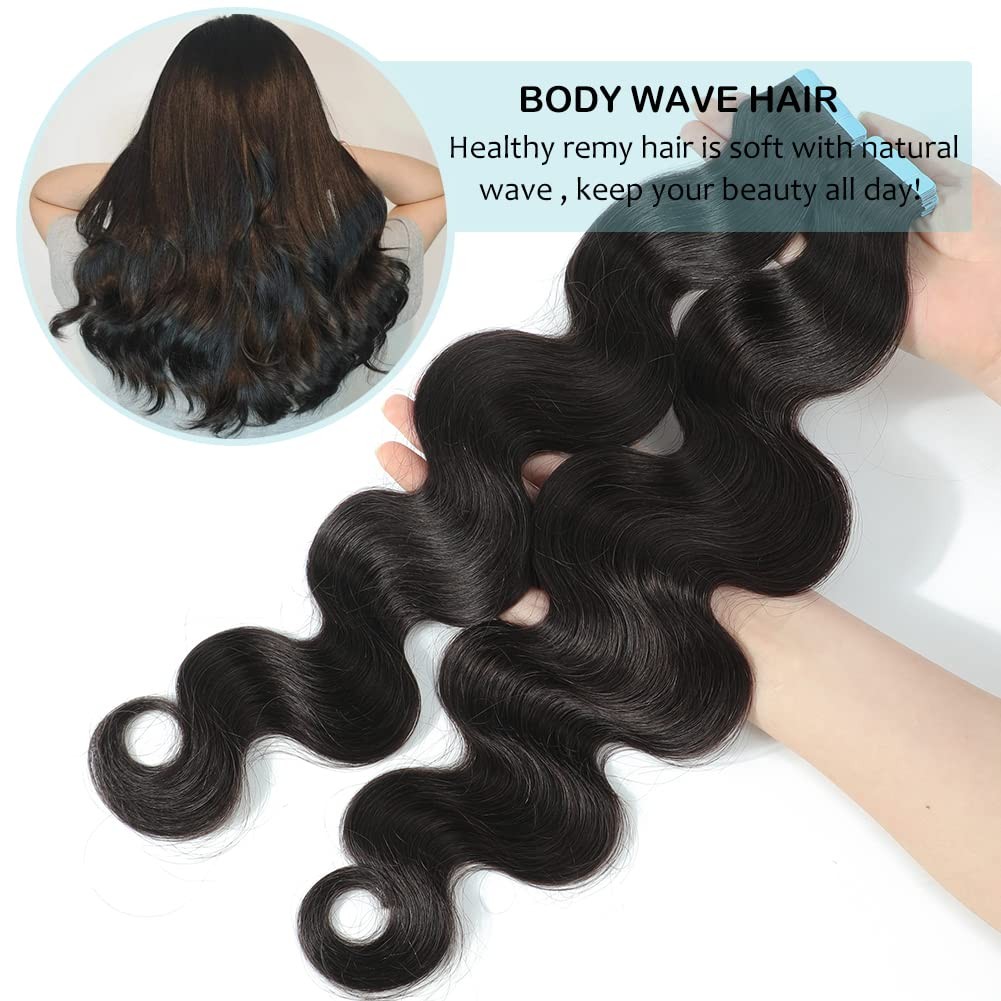 Hua Body Wave Tape In Hair Extensions 18 Inch 100 Human Hair 40Pcs 100 Gram