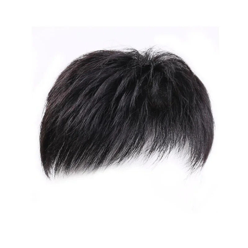 Best-selling wig men’s short hair inch top hair patch wig piece synthetic fiber