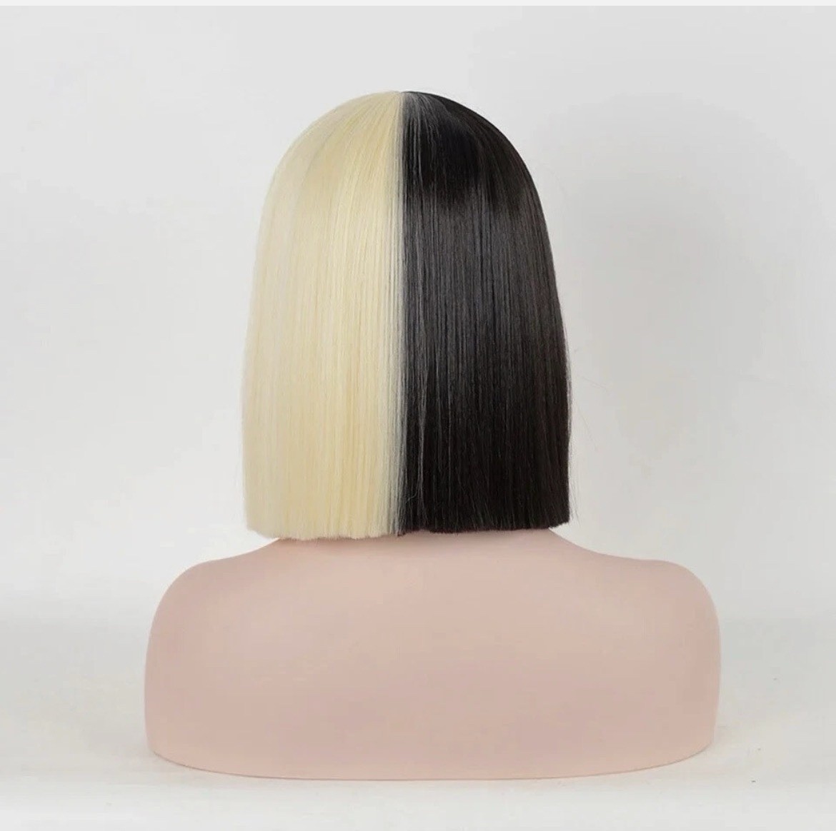 Sia Black Blonde Costume Wig eye cover large black hair bow