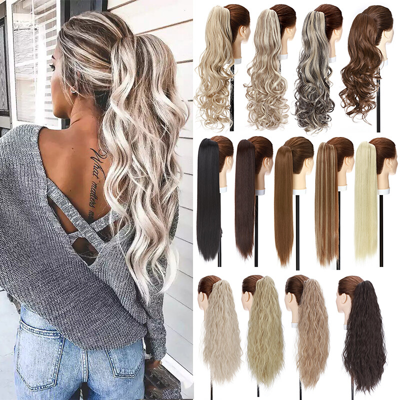 Claw Clip in Ponytail Extension Long Curly Wavy Pony Tail Jaw Hair Extensions US