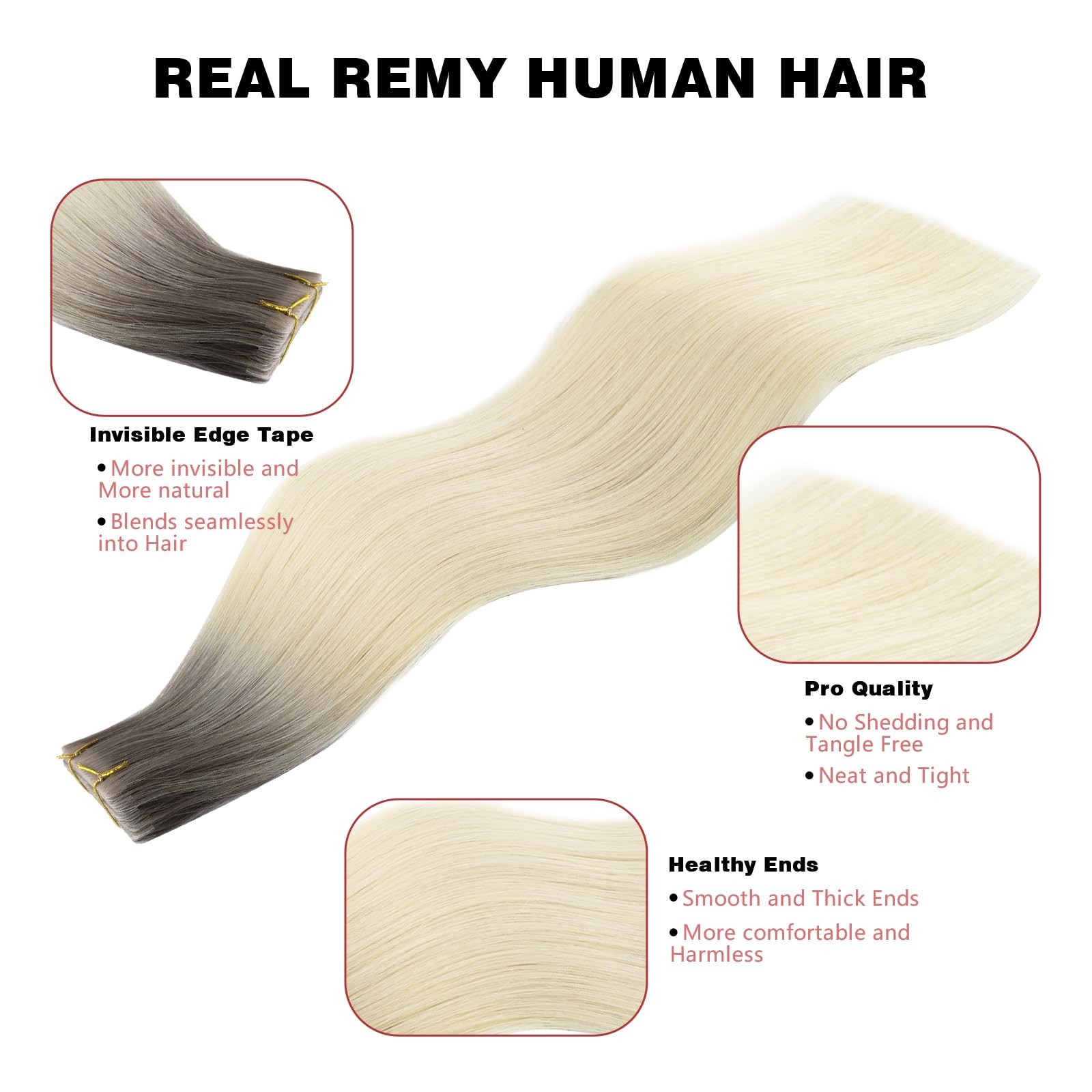 Abh Amazingbeauty Hair Invisi Edge Tape In Hair Extensions Real Human Hair