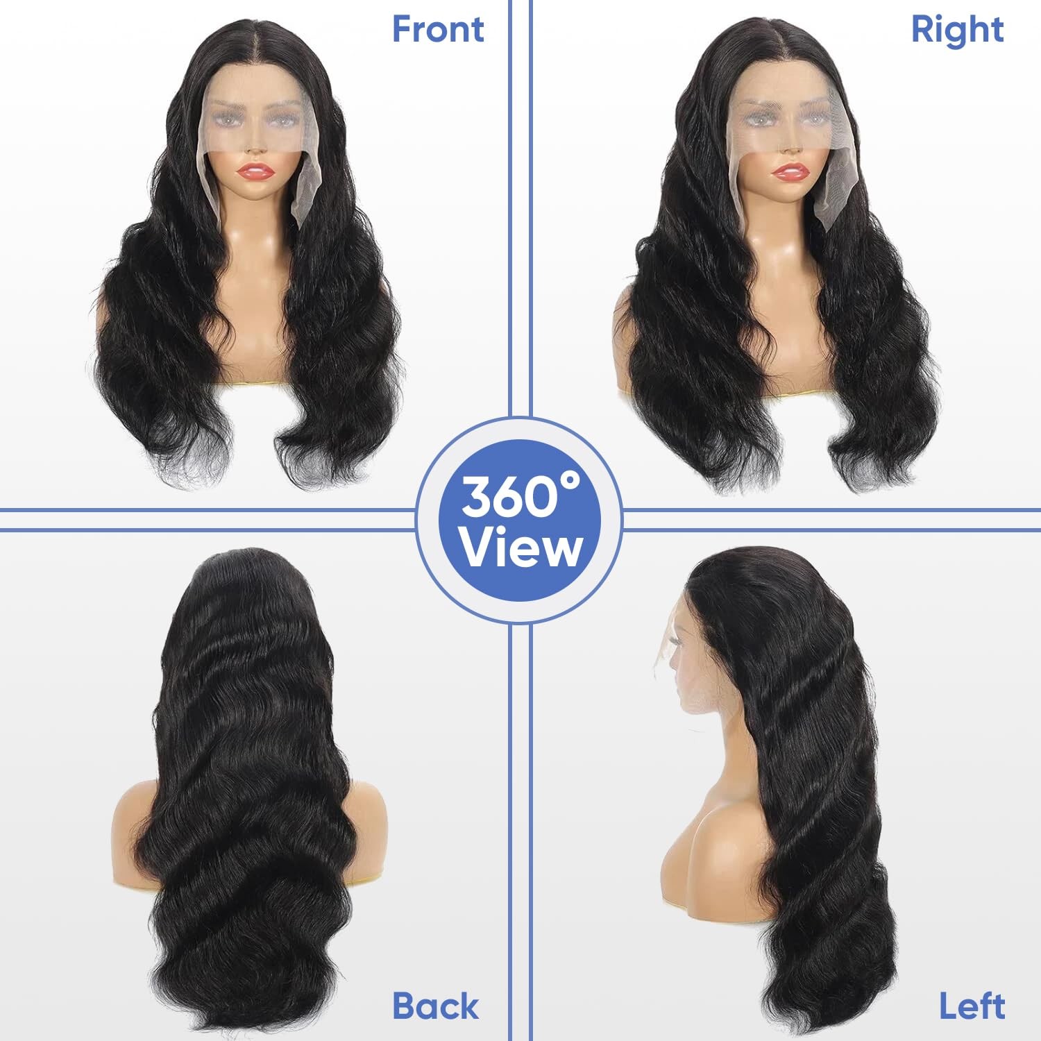 Juicqui 13X6 Lace Front Wigs Human Hair Pre Plucked 200 Density Body Wave Real