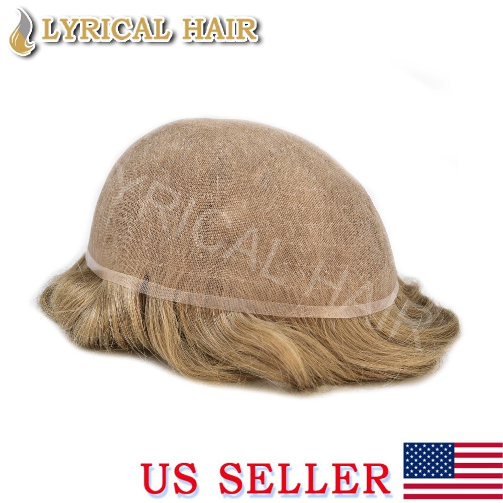 Mens Toupee Human Hair Replacement System Full French Lace Hairpiece For Men Wig