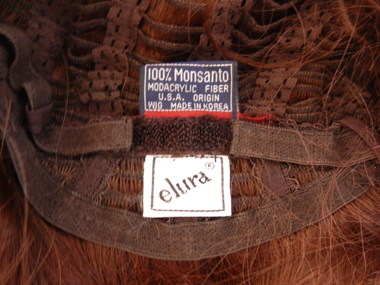 Vintage Elura 100% Monsanto Dark Brown Curly Shoulder Length Woman’s Wig