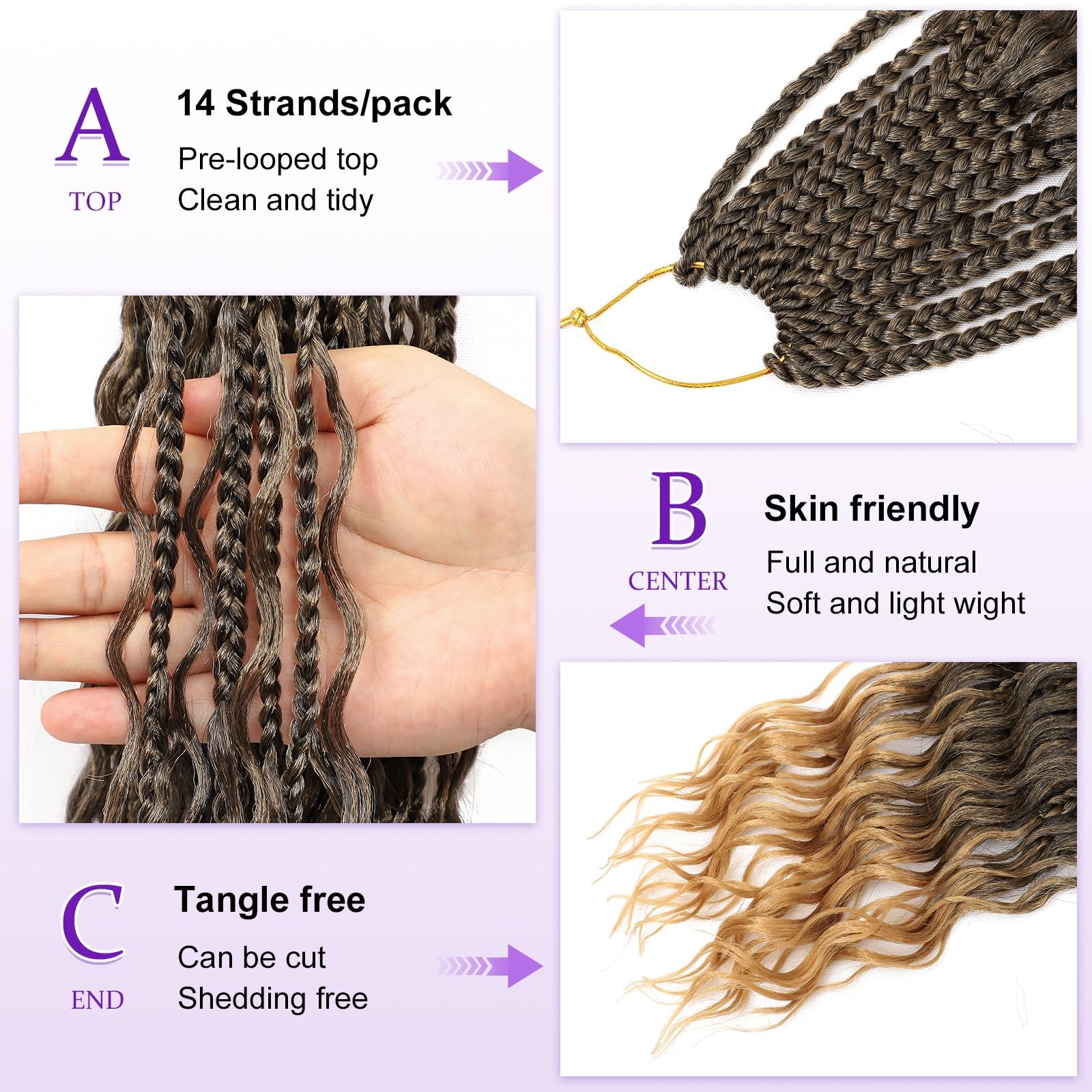 Eacia Goddess Braids Crochet Hair 24 Inch 7 Packs Boho Braids Curly Ends Pre
