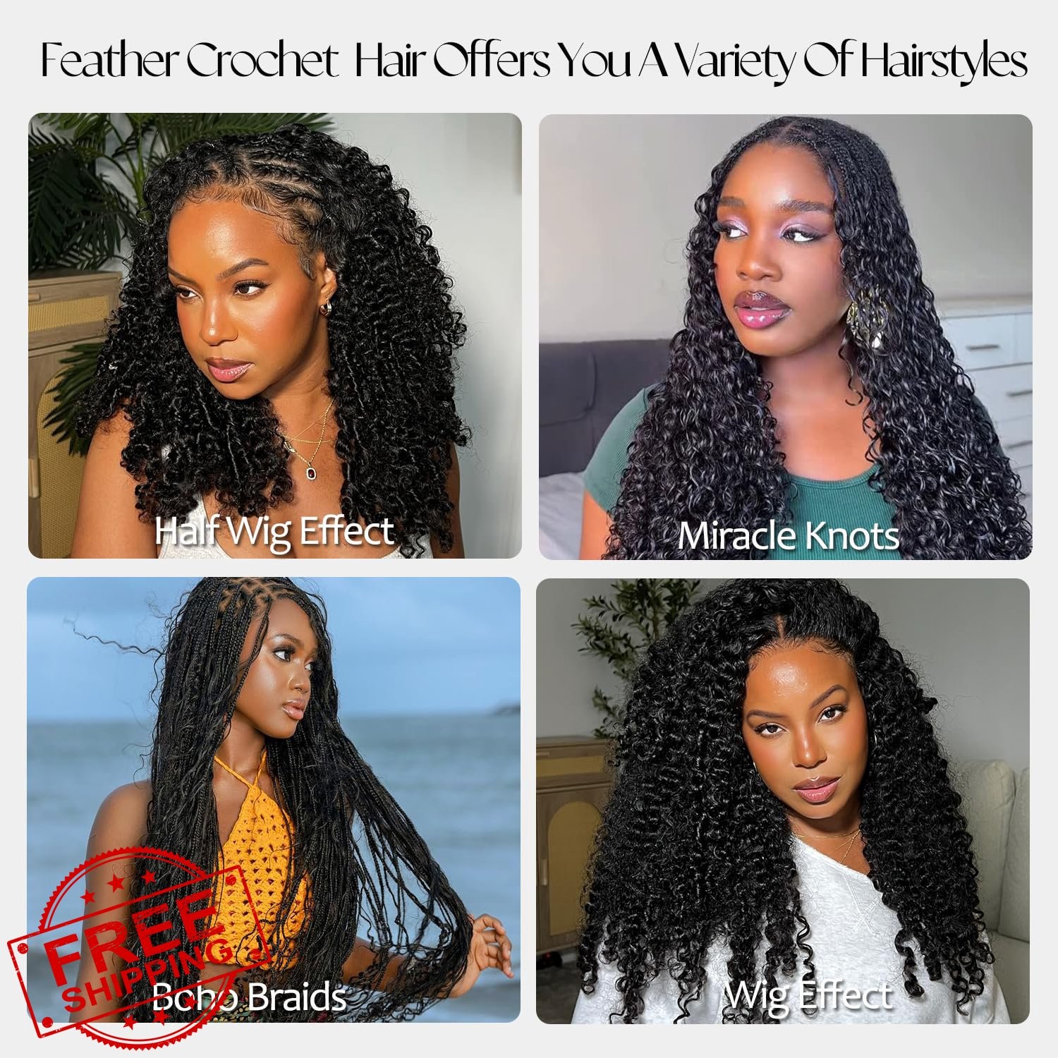beauty youth Burmese Curly Crochet Hair 1B 20 Inch 75g