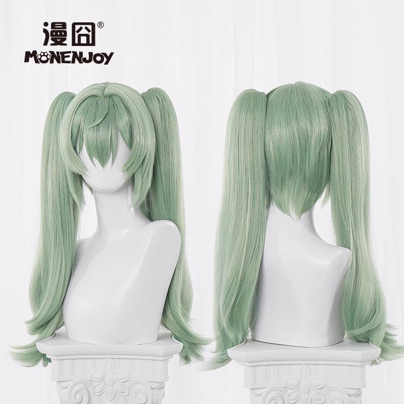 Zenless Zone Zero Corin Wickes Green Long Hair Dual Horsetail Wig Hairpiece Prop