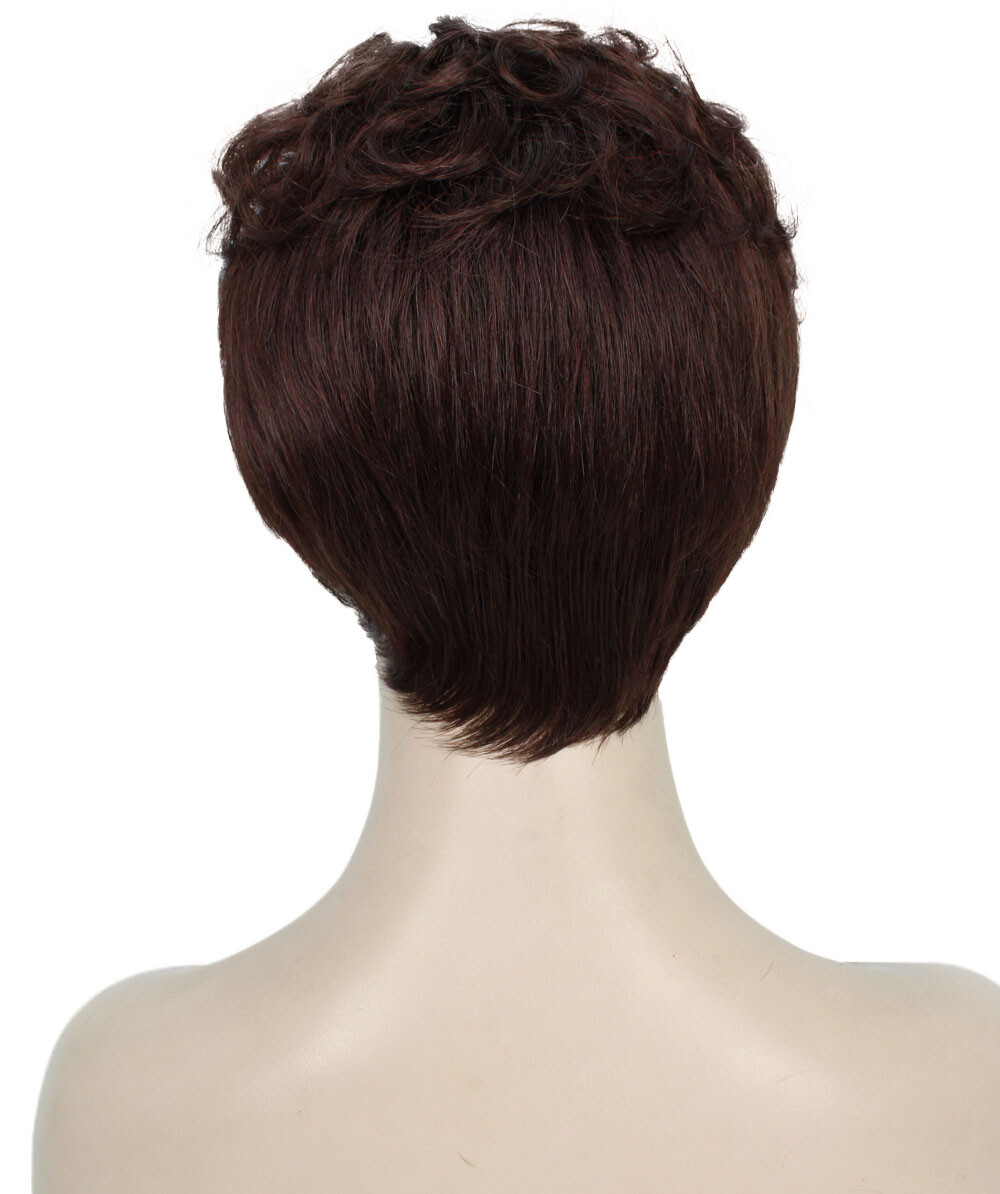Veronica – Curly Kanekalon Synthetic Fiber Full Wig, 2-4.5 in, Dark Auburn