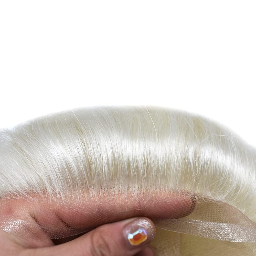 Full Swiss Lace Mens Toupee Light Density Human Hair System Replacement for Men
