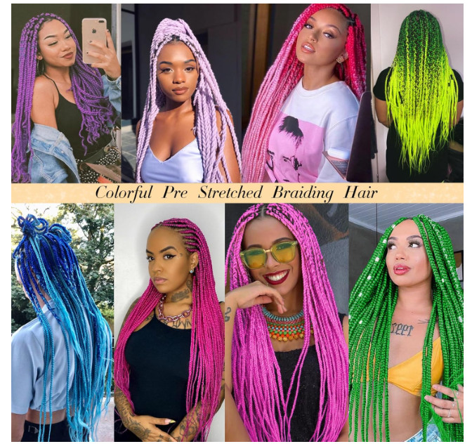 Unionbeauty 26 Inch Pre Stretched Braiding Hair 2 Packs Black to Purple Hair