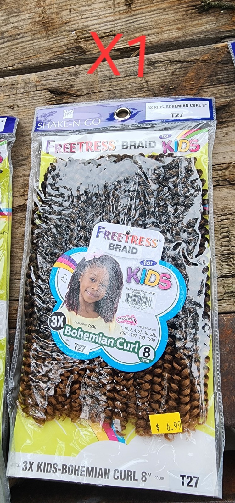 Freetress Kids 3X Bohemian Curl 8in Synthetic Crochet Braid Hair, T27