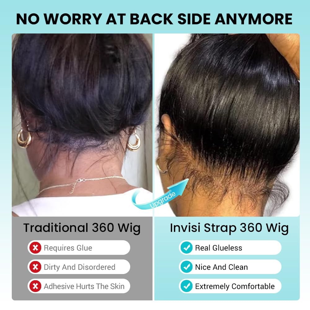 ASHIMARY HAIR Invisi Strap Snug Fit Water Wave 360 Lace Front Wigs Human Hair Sk