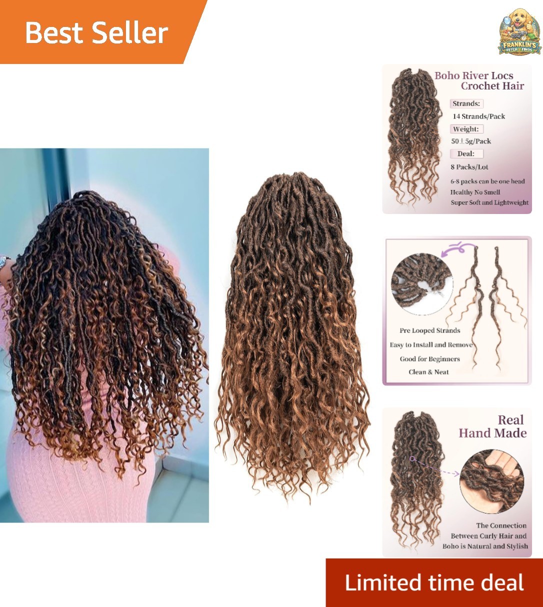 8 Packs Goddess Faux Locs Crochet Hair for Black Women Boho Style Locs River …