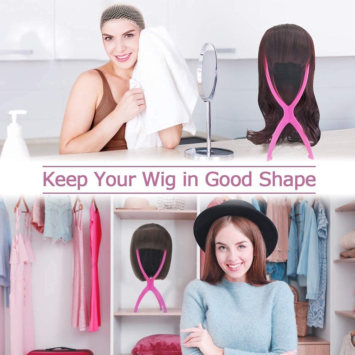 Durable Hot Pink Wig Holder – 3 Packs, Perfect for Travel & Organization