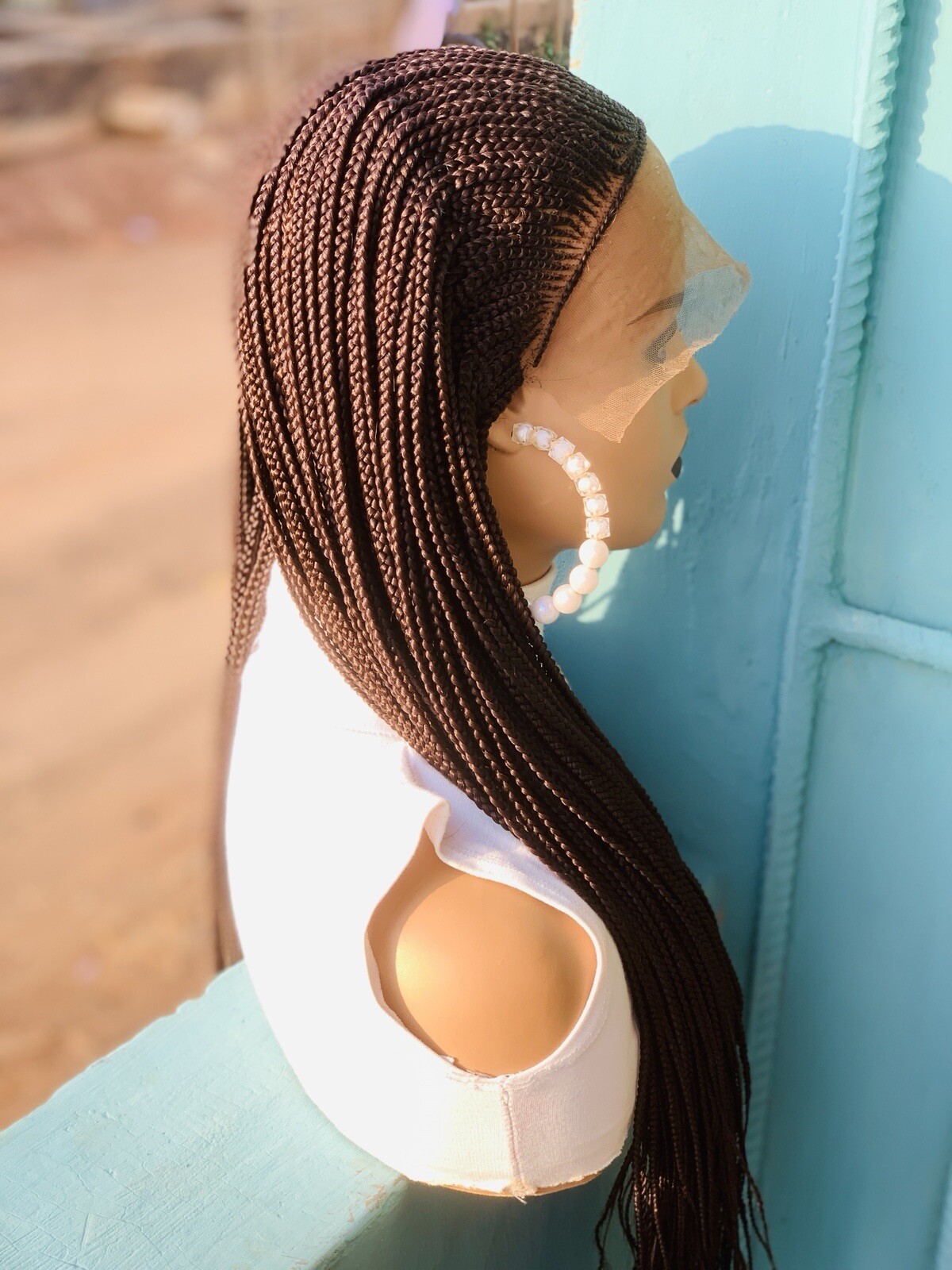 Braided Wig For Black Women, Cornrow Braids On Full Lace Wig, Synthetic Hair