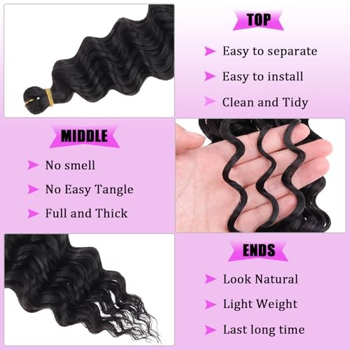 Ocean Wave Crochet Hair 3 Packs 30 Inch Deep Twist 30 Inch (Pack of 3) #1B
