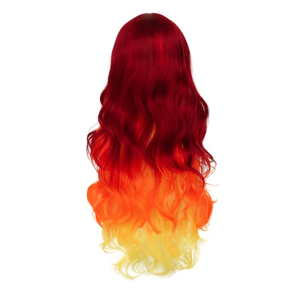 Orange Yellow and Red Wigs Colorful Long Curly Wavy Women Cosplay Costume Wig…