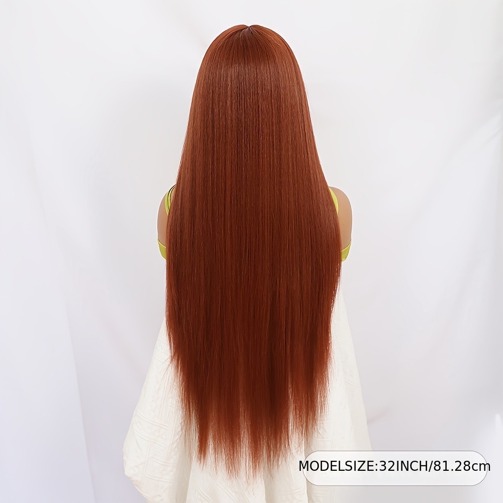 Ginger Long Straight Hair Synthetic Lace Front Wigs Glueless Pre Plucked Natural