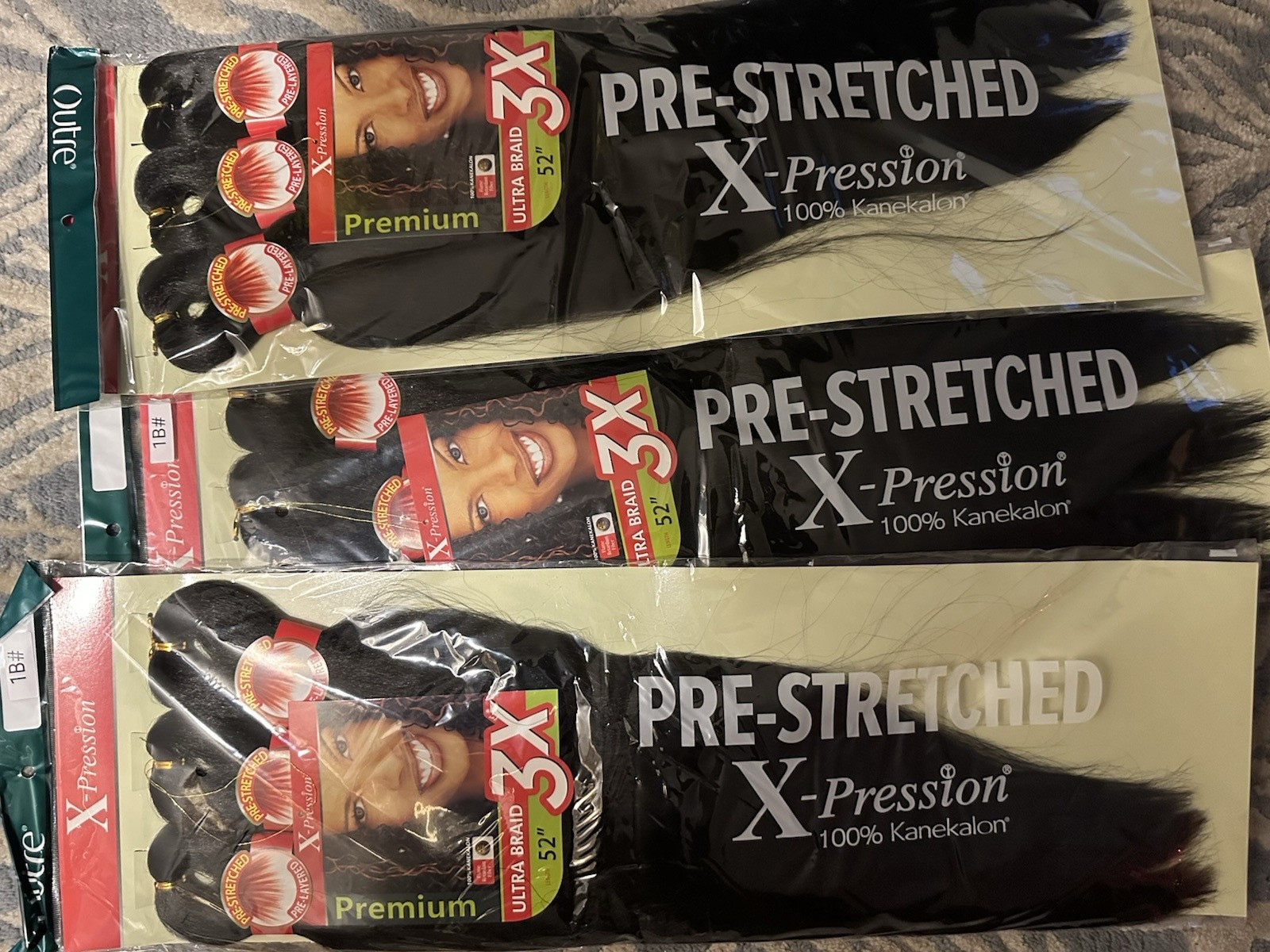 Outre X-Pression Pre-Stretched Ultra Braid 52 in 3X Synthetic Hair 1B