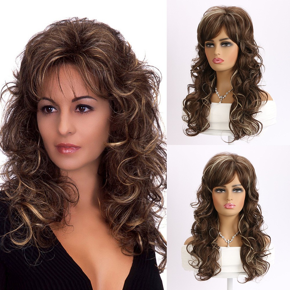 20″ Brown Blonde Long Wavy Wig Heat Resistant Synthetic Women Cosplay Party Wig