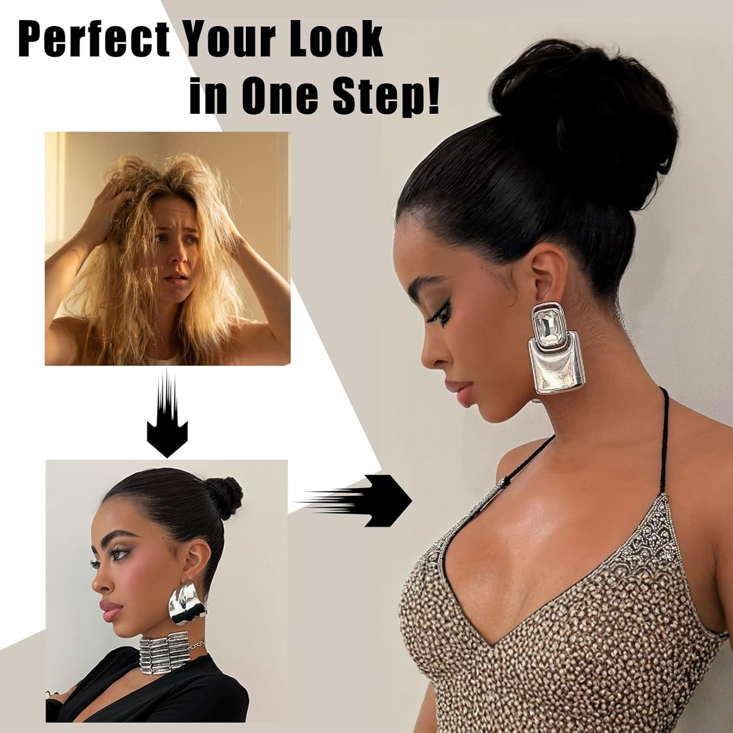 1PCS Messy Bun Hair Piece Wavy Curly Thick Updo Hairpiece Synthetic Chignon Hair