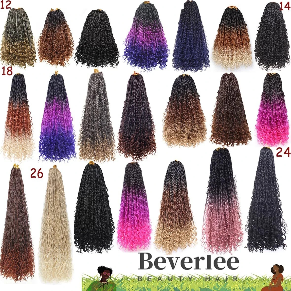 Goddess Box Braids Crochet Hair 14 Inch Boho Box Braids 8 Packs Crochet