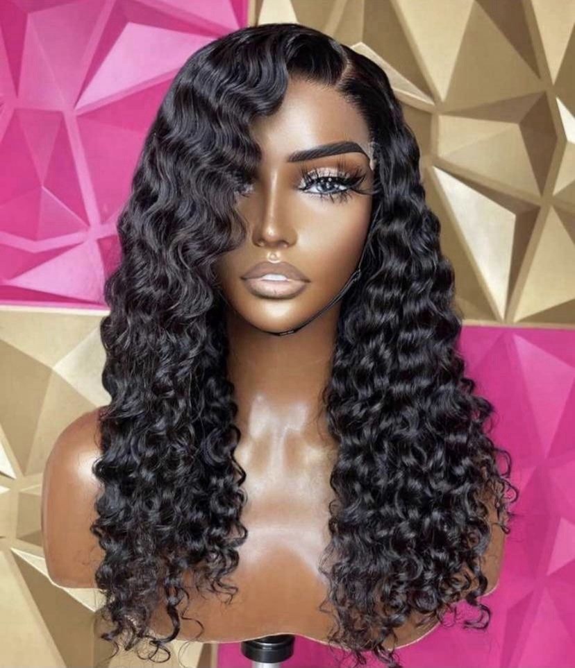 16″Deep wave Lace Front Wig for Women – Lace Front Cap Construction transparent