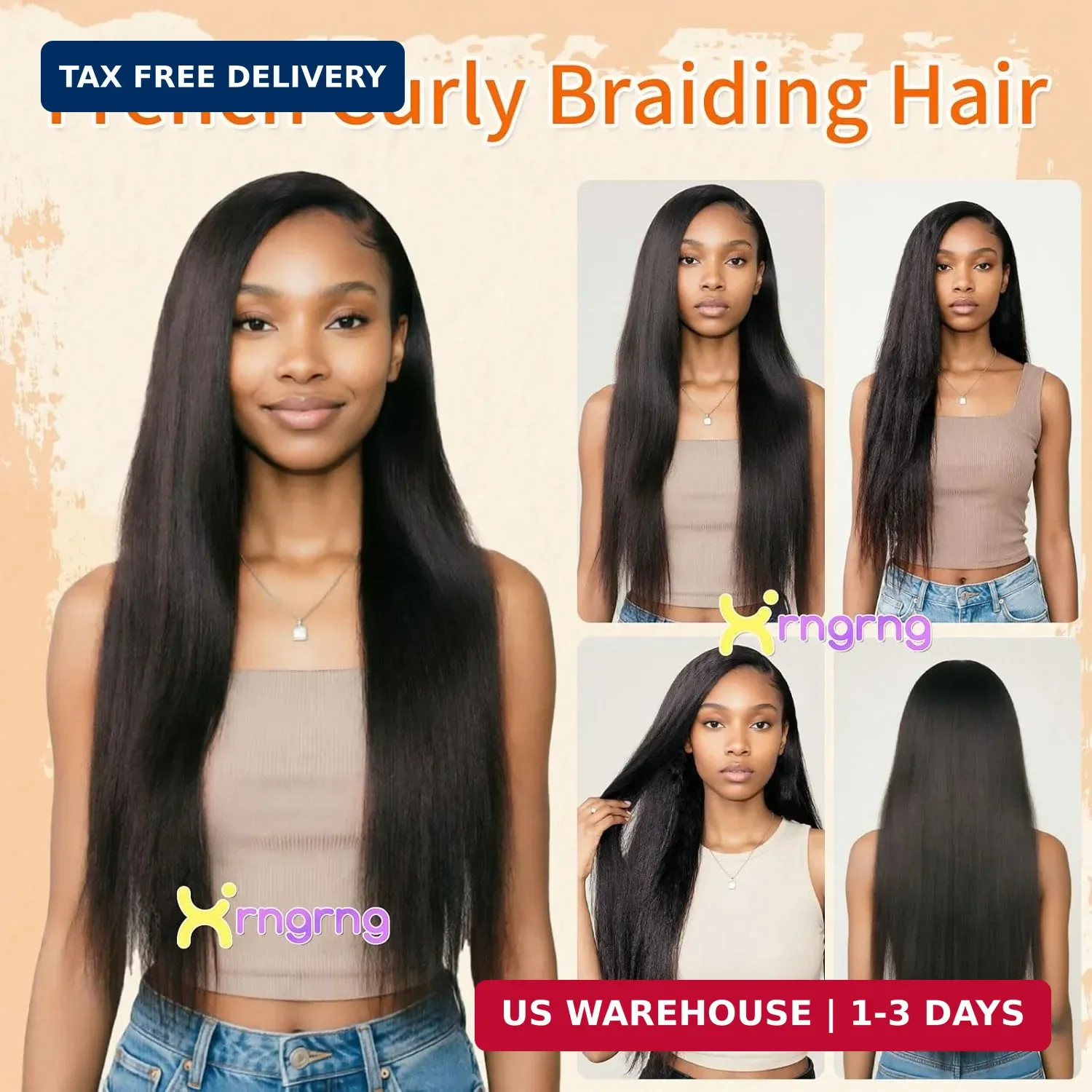 6 Bundles Yaki straight bundles hair,Human Blend Synthetic Hair Yaki Straight fo