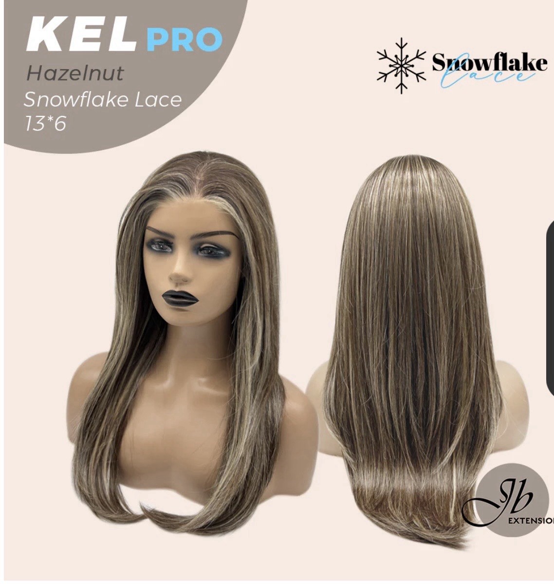 Jbextensions KEL PRO Hazelnut Blonde Highlight Shade 13×6 Snowflake 22 inches