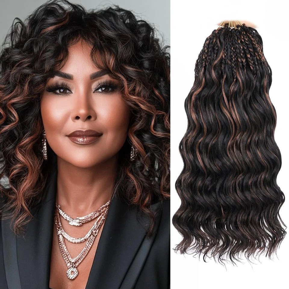 Leeven Pre Looped Ocean Wave Crochet Hair 14 Inch 8 Packs Short Curly Crochet…