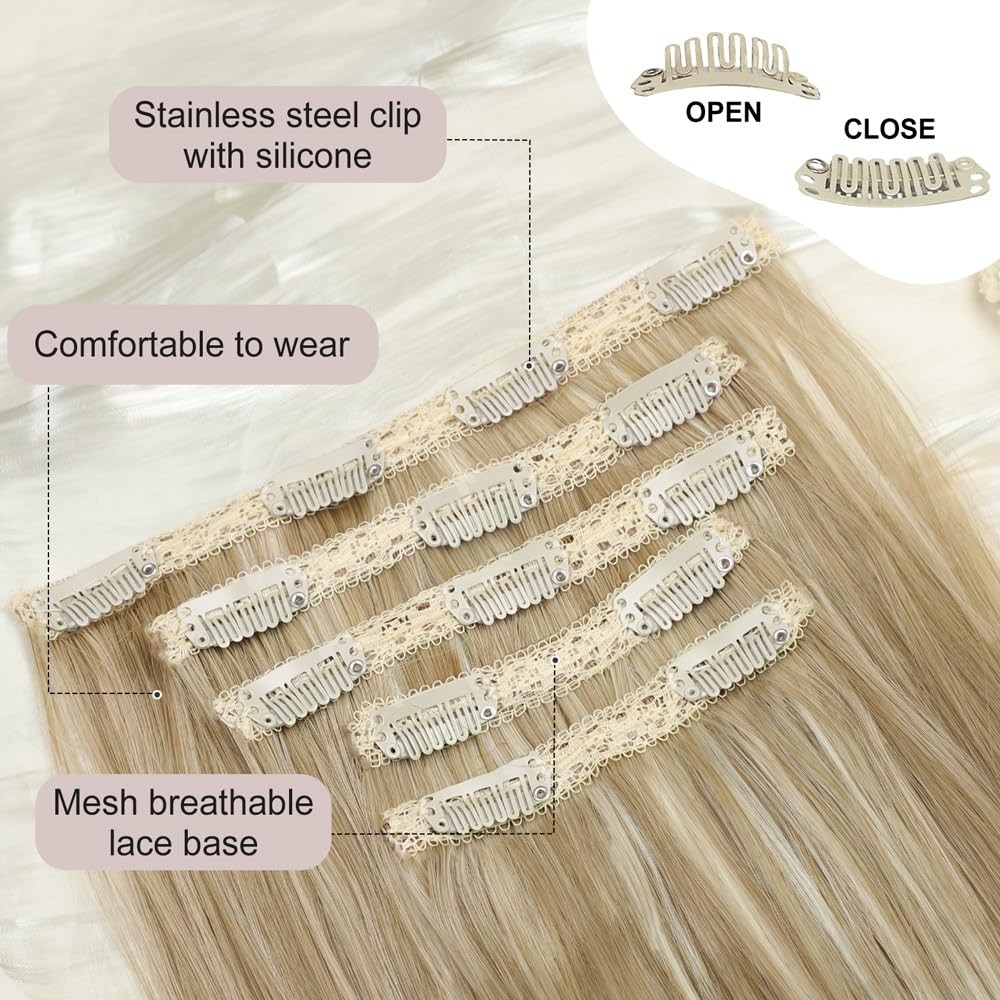 Clip in Hair Extensions – Thick Long Straight Layered Hair Extensions, Dirty …
