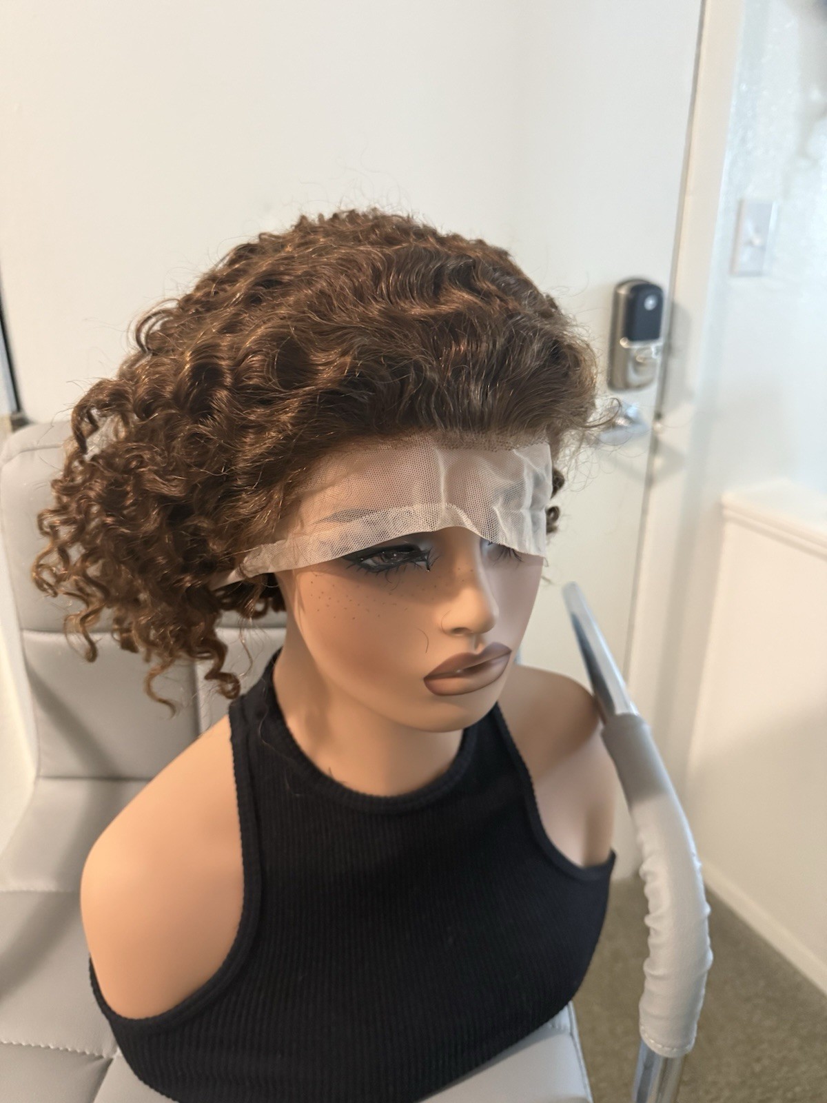 Medium Brown Curly Wig for Women Adult Natural Look Hairpiece