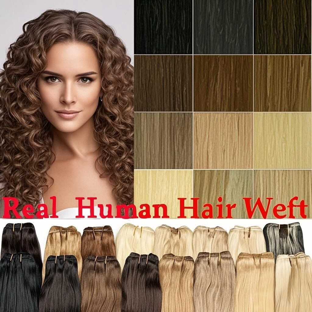 Weft Human Hair Extensions Sew in Wefts Premium Remy Hair Weave Full Head 100gr