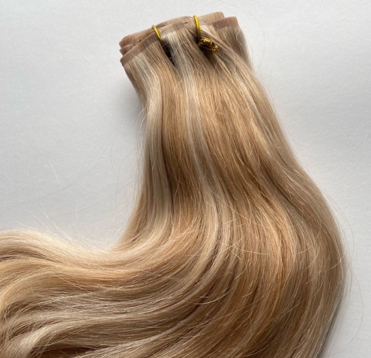 GOO GOO 14″ Seamless Hair Extensions 130g 9Pc Dark Blonde Bleach Blonde P18A/613