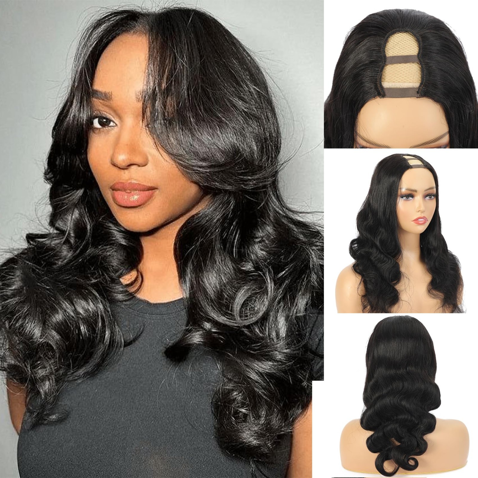 U Part Human Hair Wig Body Wave Brazilian Virgin Hair Glueless Wigs Human Hair