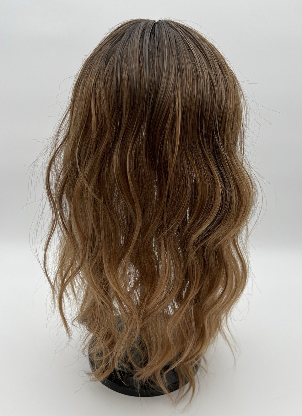 Caramel Blonde Ombre Highlights Dark Roots Long Wavy 16in Women Hair Topper