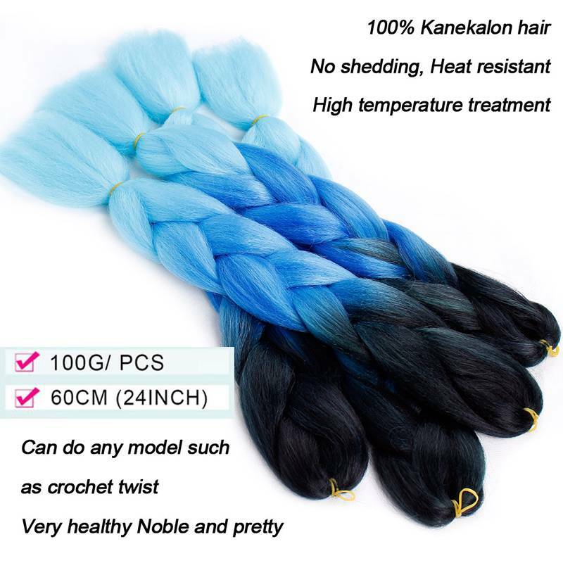 5Packs Synthetic Ombre Twist Box Braiding Jumbo Hair Extension For Human Rainbow
