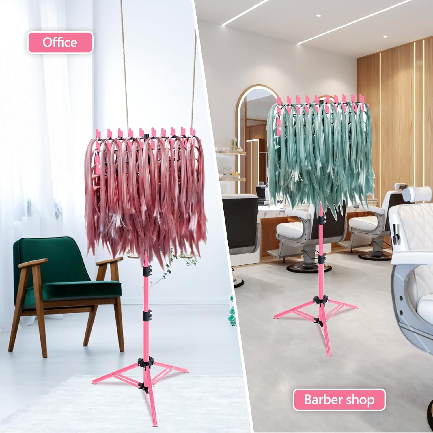 Pink Braiding Hair Rack 144 Pegs Adjustable extension holder hanger tripod tool