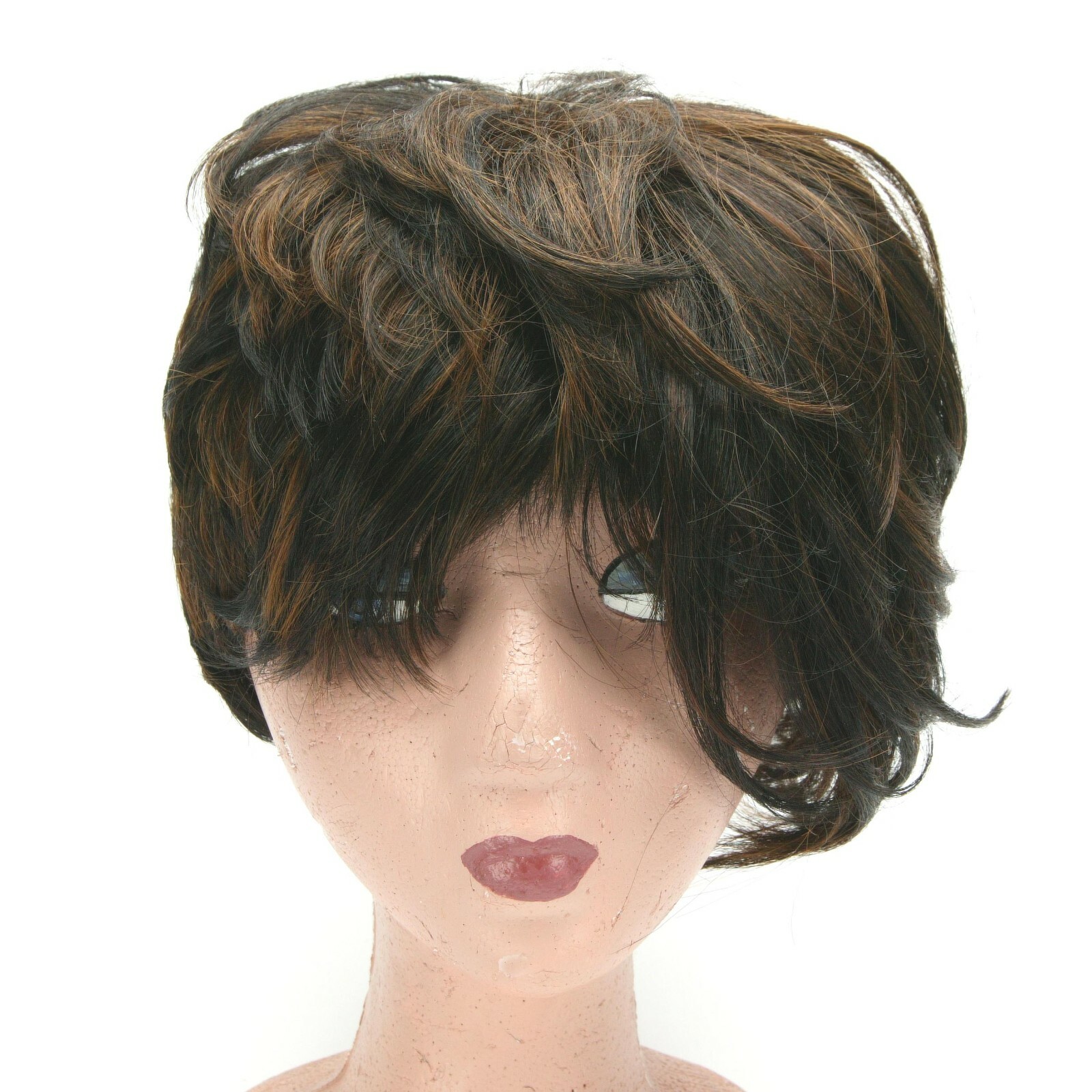 Women’s Dark Short Hair Wig. Unusual Shape. Made By Modu, Indonesia. Unworn.