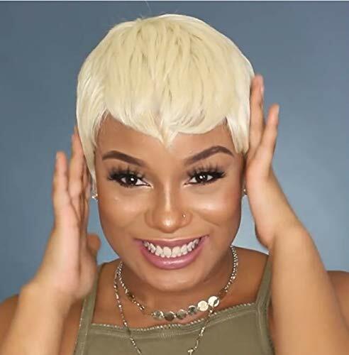 Short Pixie Haircut 100% Human Hair Short Blonde Wigs for Black Women None Lace