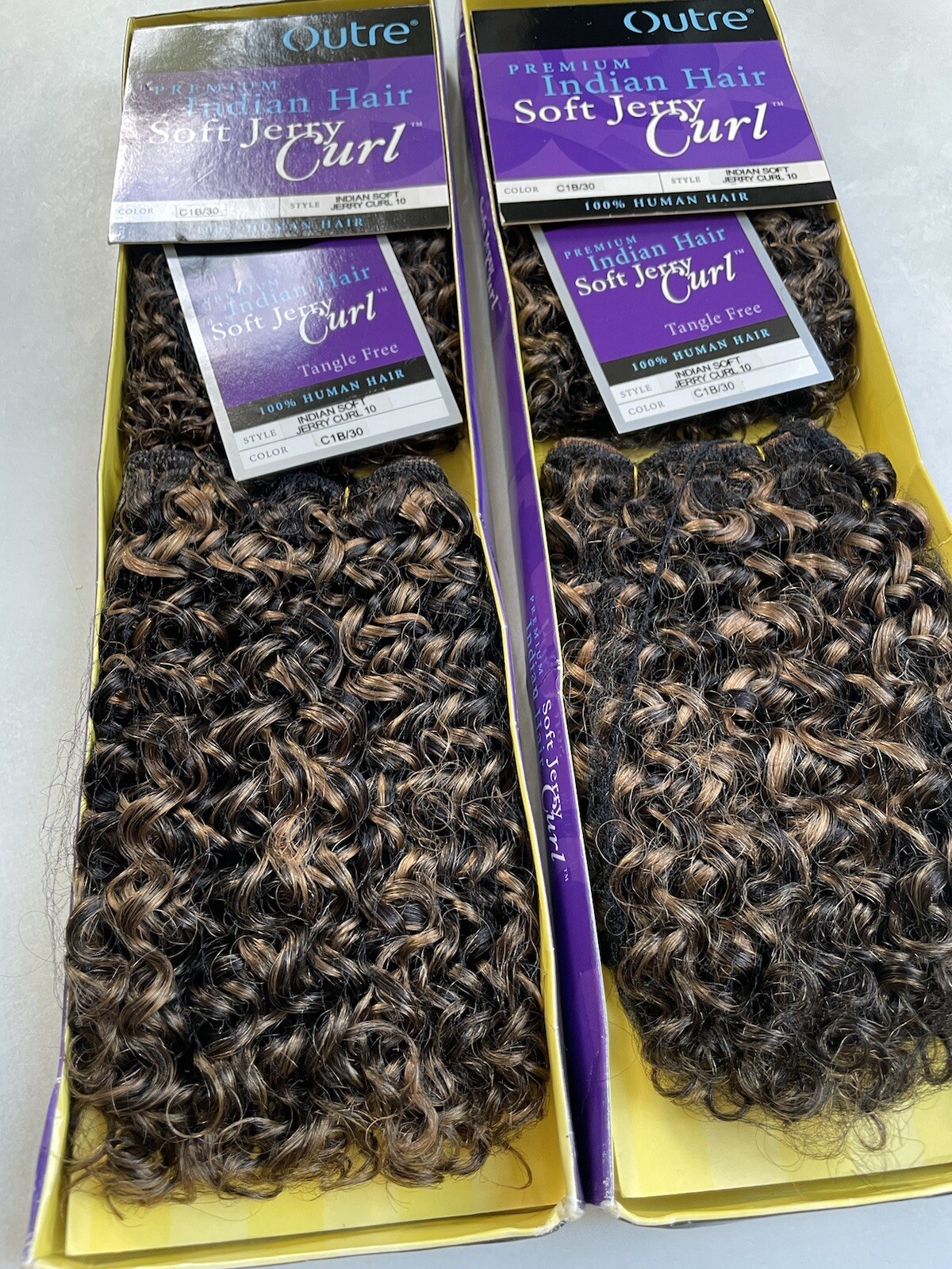 100% Human Hair for Weaving by Outre, Soft Jerry Curl, Premium Indian Hair 1B/30