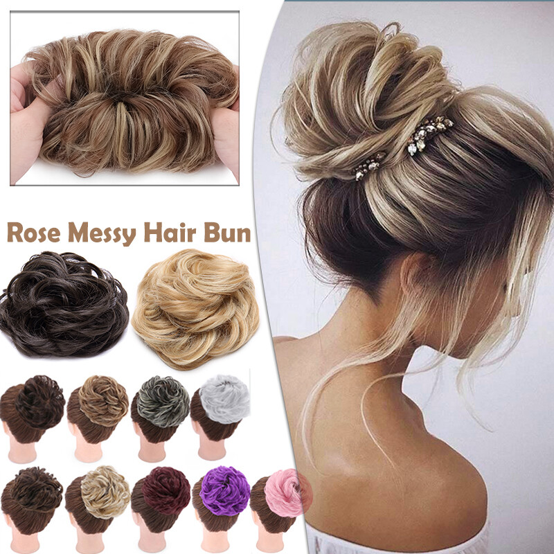 Messy Bun Scrunchie Hair Piece False Updo Cover Elastic Hair Extension Curly US